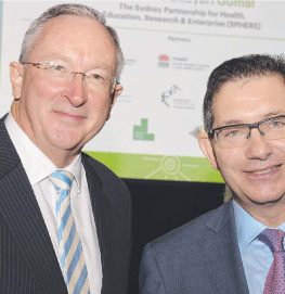 NSW Health Minister Brad Hazzard and University of NSW president and vice-chancellor professor Ian Jacobs at SPHERE’s launch.